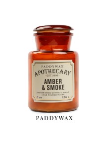 Аптекарска стъкленица - соева свещ Падивакс с аромат на кехлибар и пушек